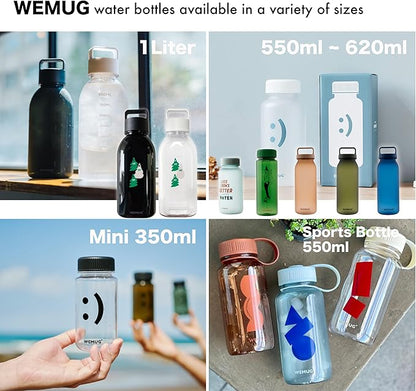WEMUG Waterbottle 21 oz Easy Carry Handle, Modern Simple Design, BPA-Free, Leak Proof, Durable Plastic, Ultra Light, Handled (black)