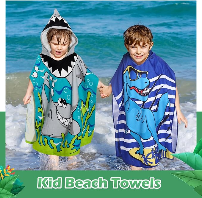 Mixweer 9 Pcs Kids Hooded Towel Mermaid Dinosaur Towel with Hood Baby Bath Towel Wrap Hooded Towels Poncho Pool Bathrobe Summer Gifts for Toddler Boys Girls (Lovely)