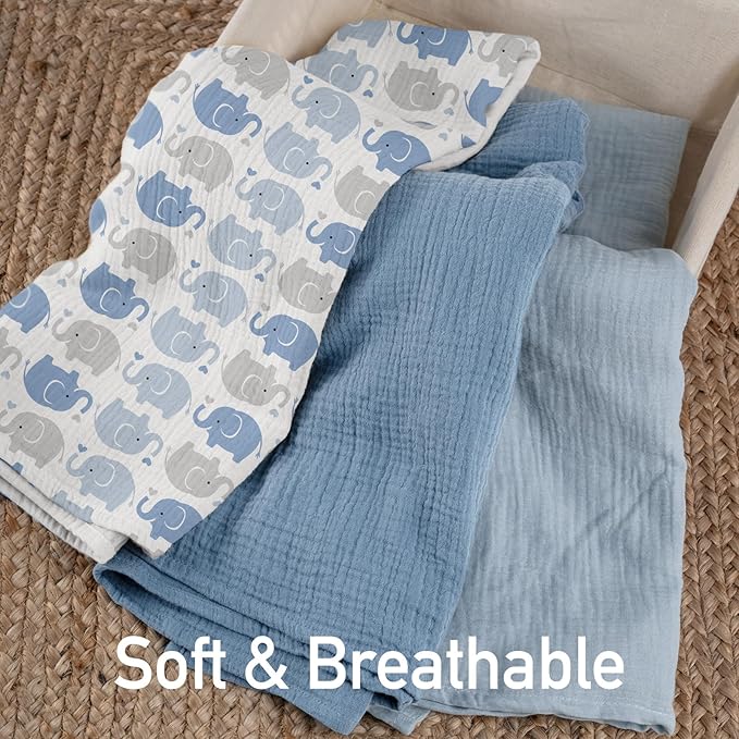 GLLQUEN BABY Muslin Swaddle Blankets for Boys and Girls, 3-Pack Baby Blankets for Girl Boy, Newborn Receiving Blanket, Baby Swaddle Blanket Unisex, Baby Essentials, Registry & Gift