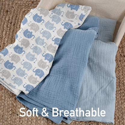GLLQUEN BABY Muslin Swaddle Blankets for Boys and Girls, 3-Pack Baby Blankets for Girl Boy, Newborn Receiving Blanket, Baby Swaddle Blanket Unisex, Baby Essentials, Registry & Gift