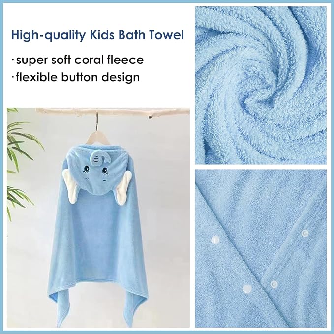 Kids Hooded Bath Towels Beach Towel Girls Boys Soft Swim Pool Cover Up Super Absorbent Cute Cartoon Animal