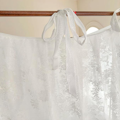 Mengersi Canopy Bed Curtains with Tie Backs,Bed Canopy Curtains Bed Drapes Sheer Curtains for Bedroom Decor（King,White