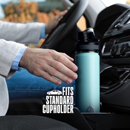 Insulated Water Bottle with Straw and Handle 22 oz-Stainless Steel Water Bottles with Straw, Dual Cap Function & Sleeve, Keeps Drinks Hot Up to 12 Hours & Cold Up to 24 Hours (Light Mint)
