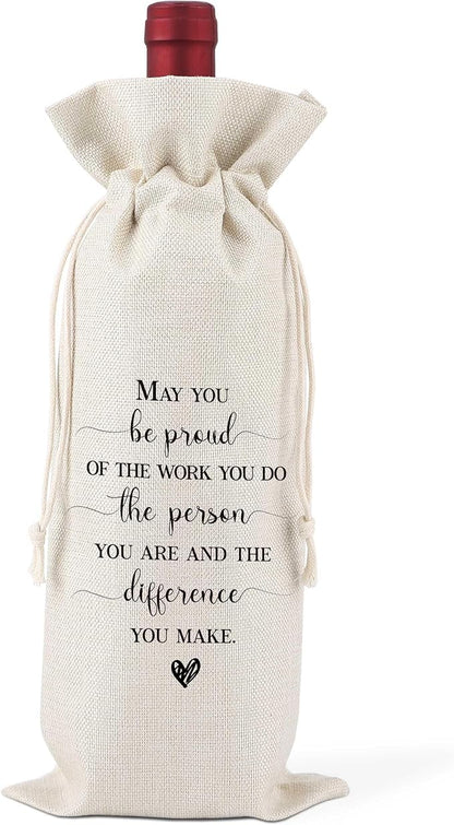 TCJIU May You Be Proud of The Work You Do,Thank You Gifts for Colleagues,Friends,Employee,Bosses,Gift for Encouragement,Appreciation Gifts,Boss Day Decorations,Reusable Wine Bags With Drawstring,L18