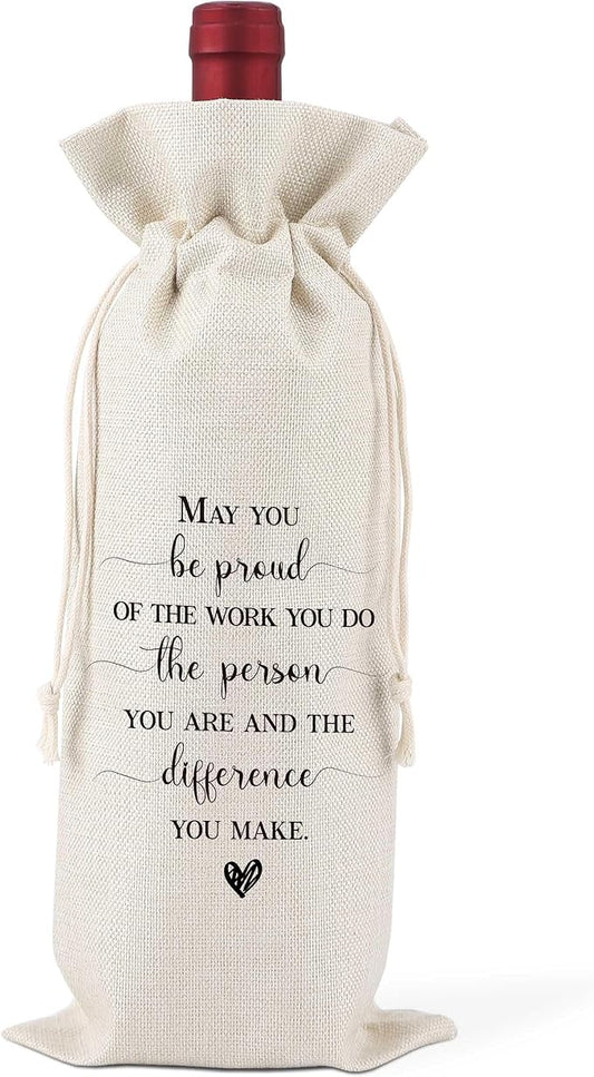 TCJIU May You Be Proud of The Work You Do,Thank You Gifts for Colleagues,Friends,Employee,Bosses,Gift for Encouragement,Appreciation Gifts,Boss Day Decorations,Reusable Wine Bags With Drawstring,L18