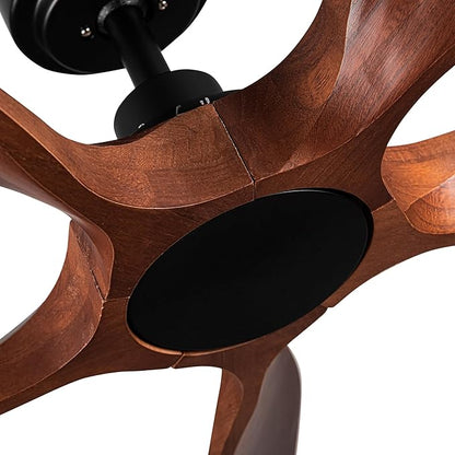 NicBex Ceiling Fan 60 Inch Indoor Antique No Light Ceiling Fans with Remote Control Double Finish Ceiling Fan with 5 Wood Blades for Living Room, Bedroom, Brown