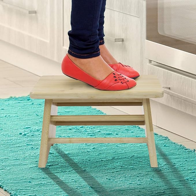 Sorbus Bamboo Step Stool - Small Wooden Stool- Bed Stool for Seniors Bedside Footrest & Potty Training Stool for Kids Toddlers, Adults, Kitchen, Bathroom, Up to 300 Lbs. Non Slip Milking Wood Stool