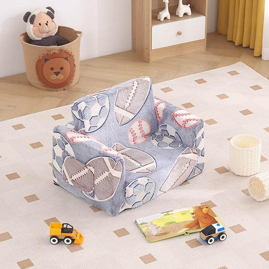 Tiita Kids Sofa, 2-in-1 Kids Sofa Chair, Convertible Children Couch to Lounger, Flip Out Kids Sofa Chair, Toddler Armrest Chair Bed, Folding Kids Play Sofa for Girl or Boy(Ball)