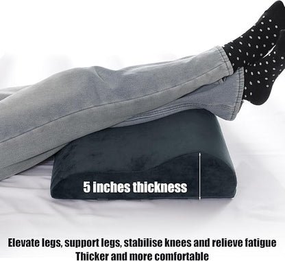 HOMBYS Extra Large Recliner Leg Pillow, Memory Foam Foot Rest Cushion Wave Shape Recliner Footrest Extender, Multi Purpose Back & Lumbar Support Pillow for Recliner, Bed, Sofa Couch,Grey