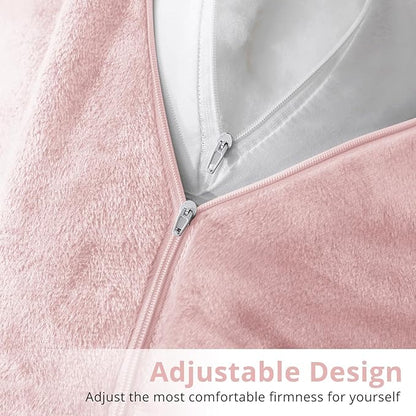 Sasttie Reading Pillow for Sitting in Bed Adult, Velvet Back Pillow for Bed Sitting Up, Backrest Back Support Chair Pillow, College Dorm Essentials for Girls and Boys, Pink