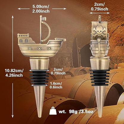 LKKCHER Pirate Ship Wine Stopper, Wine Gifts for Men Warship Battleship Lovers, Nautical Bottle Stoppers for Wine Champagne Prosecco, Birthday Gifts, Wine Saver, Wine Accessories