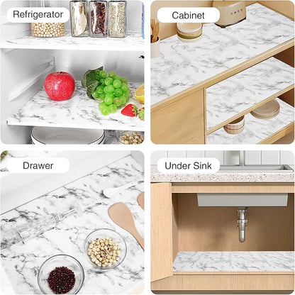 Shelf and Drawer Liner for Kitchen Cabinet-24 in x 30 FT Non-Adhesive Cabinet Liners for Shelves Non-Slip Waterproof Kitchen Drawer Liners Contact Paper Shelf Paper with Knife and Tape Measure
