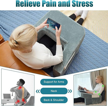 Soft Reading Pillow for Gaming,Arm Rest Lap Desk Pillow,Bed Rest Pillow for Adults Reading,Working,Crocheting,Playing Steam Deck Switch or Sitting in Floor Sofa,Two Side Pockets & Anti-Slip Strip