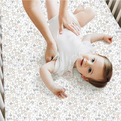 2-Pack Crib Sheets for Boys,Girls - Viscose Derived from Bamboo Fitted Crib Sheet, Organic Baby Crib Sheets, Crib Mattress Sheet,Toddler Bed Sheets, Baby Sheets for Crib Fitted Sheets (Prairie)