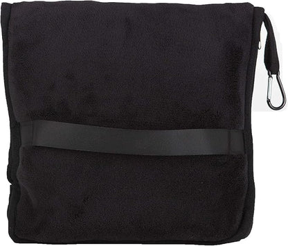 BlueHills 2-Pack Premium Soft Travel Blanket Pillow Airplane Blanket for Two in Soft Bag Pillowcase with Hand Luggage Belt and Backpack Clip, Compact Pack Large Blankets for Travel (Black T014)