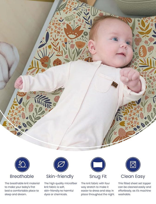 TotAha Changing Pad Cover, Buttery Soft Diaper Changing Pad Covers for Girls Boys, Super Stretchy Jersey Knit Changing Table Covers, 5'' Deep Pocket, 2 Pack