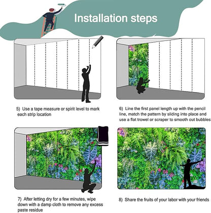 Green Tropical Plant Background Wall for Living Room Decor (Not Peel and Stick)