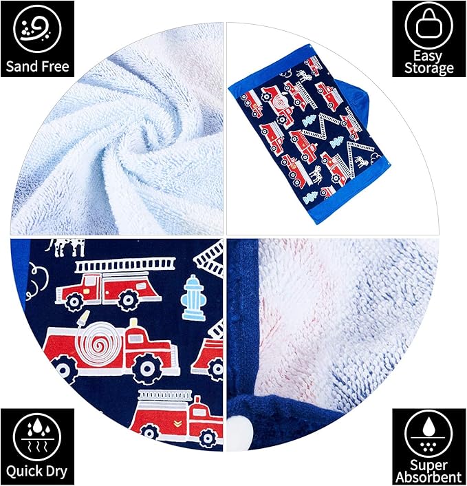 Wowelife Kids Beach Towels, Hooded Towels for Kids, Poncho Towel Wrap, Premium 100% Cotton Soft and Breathable, Extra Large 50"x30", Multi Use for Bath Pool Beach Swim Bathroom