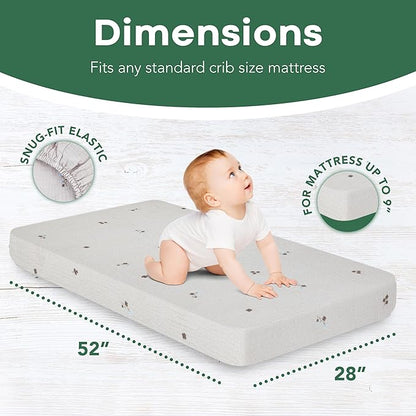 Extra Soft Muslin Fitted Crib Sheets 100% Cotton Baby Crib Sheets for Standard Crib Mattress | 28 X 52 Inches