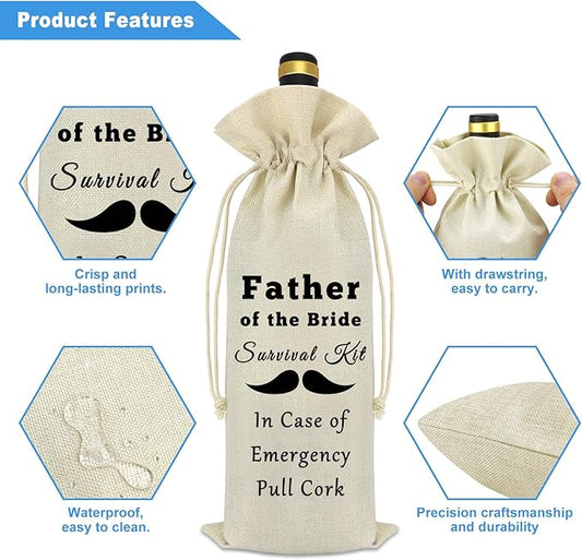 Father of the Bride Gift Wine Bag Wedding Gifts for Dad from Daughter Father of the Bride Gifts from Bride Groom Engagement Party Bridal Shower Gifts Wine Bottle Cover Bag Party Decorative Wine Bags