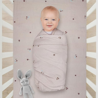Extra Soft Muslin Fitted Crib Sheets 100% Cotton Baby Crib Sheets for Standard Crib Mattress | 28 X 52 Inches