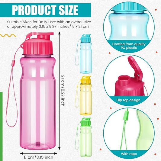 Tioncy 40 Pieces Water Bottles Bulk 17 oz Plastic Sport Drink Bottles with Handle Strap Lightweight Leakproof Reusable Leak Proof Travel Bottles for Fitness Gym(Bright Colors)