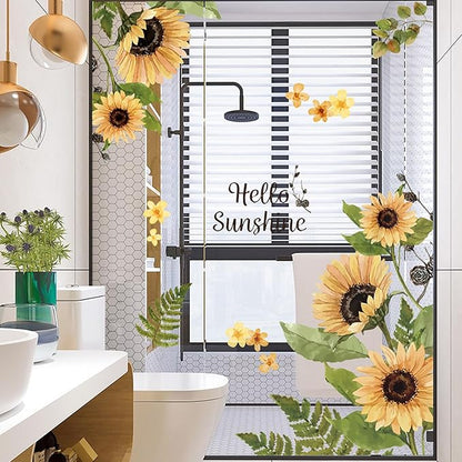 Large Sunflower Wall Decals Garden Yellow Flower Wall Stickers Wall Art Stickers Bedroom Living Room TV Background Wall Decor