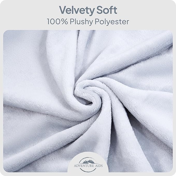Travel Pillow and Blanket Set - Super Soft 2 in 1 Blankets with Cozy Hand & Feet Pouches Zip into Plush Pillows - Large Size Wraps You in Warmth on Airplanes - Luggage Sleeve & Backpack Clip (Gray)