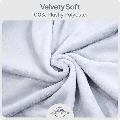 Travel Pillow and Blanket Set - Super Soft 2 in 1 Blankets with Cozy Hand & Feet Pouches Zip into Plush Pillows - Large Size Wraps You in Warmth on Airplanes - Luggage Sleeve & Backpack Clip (Gray)