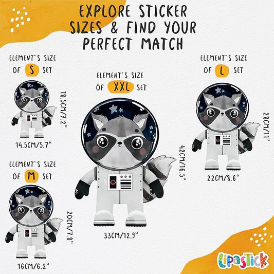 Solar System Wall Decals for Kids by Lipastick - Space Animal Wall Stickers Boys Room Playroom - Galaxy Wall Decor - Kids Vinyl Wall Decal Peel and Stick - Outer Space Nursery Decoration S Size