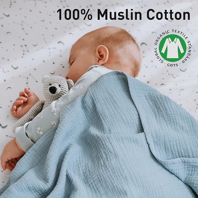 GLLQUEN BABY Muslin Swaddle Blankets for Boys and Girls, 4-Pack Baby Blankets for Girl Boy, Newborn Receiving Blanket, Baby Swaddle Blanket Unisex, Baby Essentials, Registry & Gift