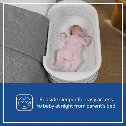 Sealy Baby Cozy Cool Breathable Airy 2-in-1 Baby Bassinet & Bedside Sleeper, Bedside Bassinet for Baby, Cooling, Height Adjustable, Stand-Alone or Bedside Sleeper, Drop-Down Panel for Easy Access