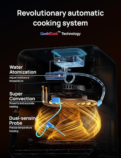 Dreo ChefMaker Combi Fryer, Cook like a pro with just the press of a button, Smart Air Fryer Cooker with Cook probe, Water Atomizer, 3 professional cooking modes, 6 QT