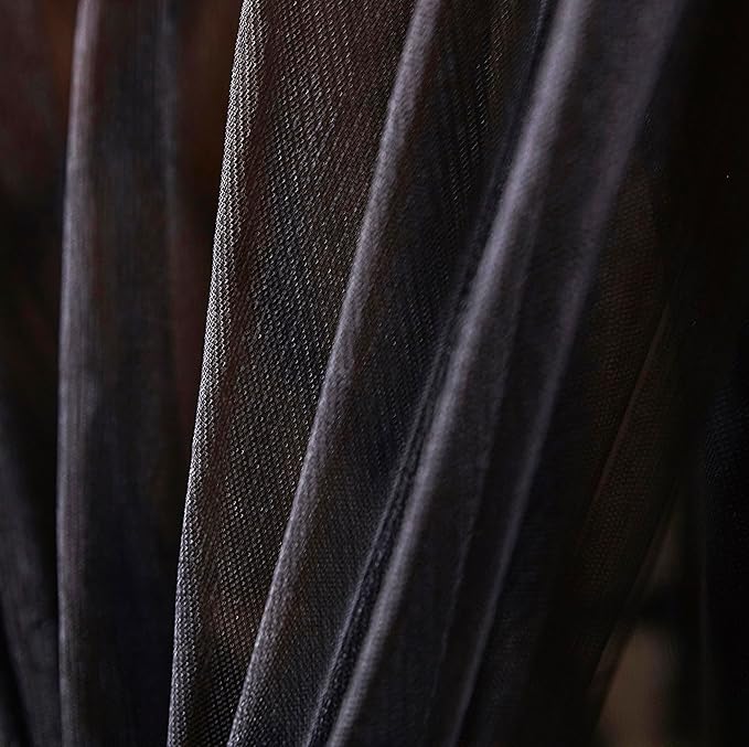 Mengersi Bed Canopy Canopy Bed Curtains with Lights- 4 Corners Post Royal Bed Drapes Mosquito Net- Elegant Bedroom Decoration Accessories for Adults(California King,Black)