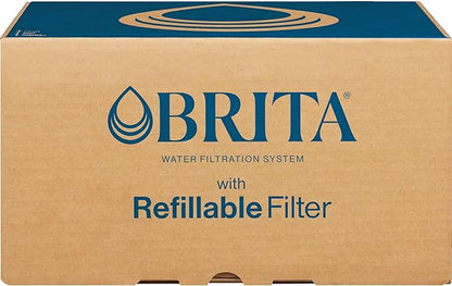 Brita Refillable Water Filtration System with Large 10 Cup Pitcher, Everyday, White, and 1 Refillable Filter