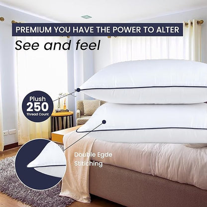 Bed Pillows | Luxurious Adjustable Microfiber Polyester Pillow | Premium Super Soft Pillow | (Queen, Size - Pack of 2) Breathable Pillow Suitable Back Stomach or Side Sleepers