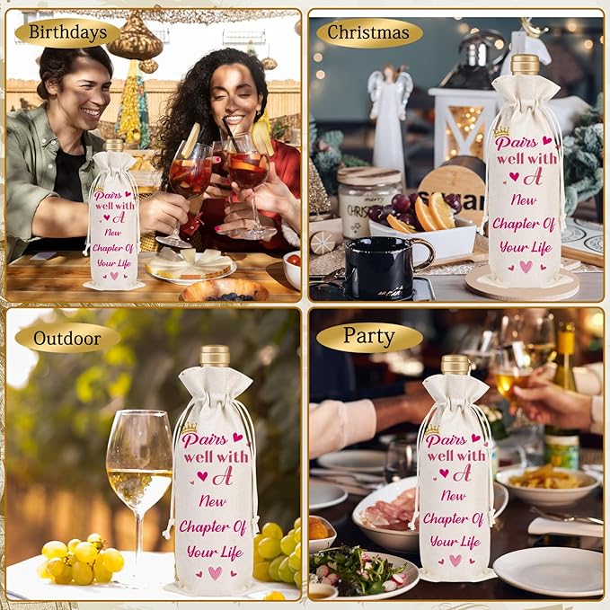 Wxiben New Beginning Gifts for Women - New Job Wine Gift Bag Going Away Gift for Friends Leaving Gifts for Coworker New Business Owner Gifts Engagement Farewell Goodbye Gift for Colleague Boss
