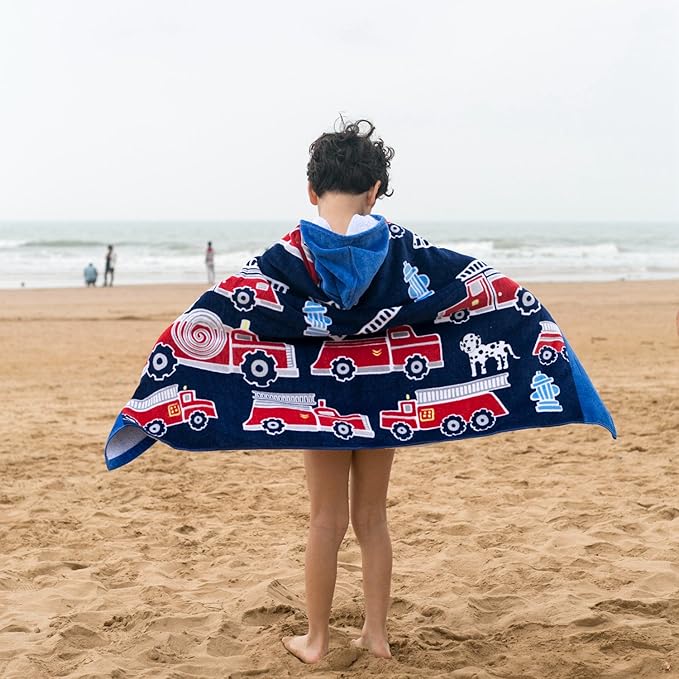 Wowelife Kids Beach Towels, Hooded Towels for Kids, Poncho Towel Wrap, Premium 100% Cotton Soft and Breathable, Extra Large 50"x30", Multi Use for Bath Pool Beach Swim Bathroom