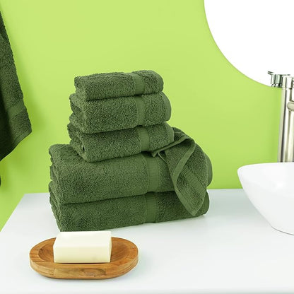 Chakir Turkish Linens Luxury Spa and Hotel Quality Premium Turkish Cotton 6-Piece Towel Set (2 x Bath Towels, 2 x Hand Towels, 2 x Washcloths)