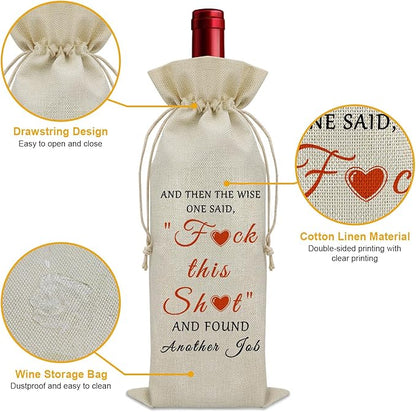 Sazuwu Congratulations Gift for Friends New Job Wine Bag Funny Farewell Gifts for Coworkers Going Away Gifts for Colleagues Wine Bottle Decoration Bag Goodbye Gifts for Friends Moving Away