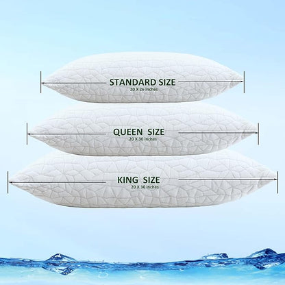 Cooling Pillows for Sleeping, Adjustable Shredded Memory Foam Pillow King Set of 1, Cool Pillow for Hot Sleepers, with Extra Fill for Side Back and Stomach Sleepers