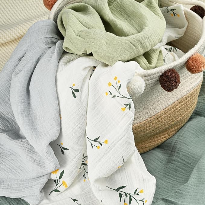 GLLQUEN BABY Muslin Swaddle Blankets for Girls Boy, 4-Pack Baby Blankets for Girl Boy, Newborn Receiving Blanket, Baby Swaddle Blanket Unisex, Baby Essentials, Registry & Gift