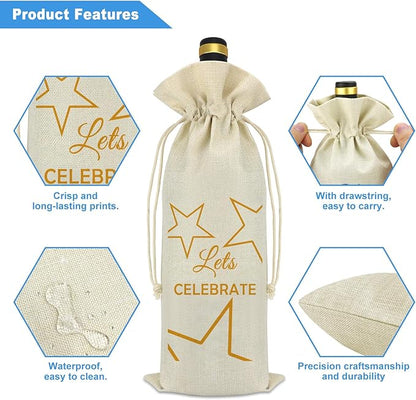 2024 Graduation Gifts Congratulations Gifts for Her Him Wine Bag Class Of 2024 Graduation Gifts Drawstring Burlap Reusable Wine Bottle Bag Graduation Gift for Daughter Son Niece Nephew Graduate Gifts
