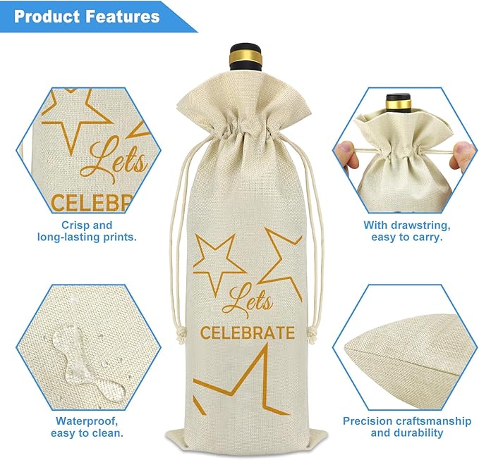2024 Graduation Gifts Congratulations Gifts for Her Him Wine Bag Class Of 2024 Graduation Gifts Drawstring Burlap Reusable Wine Bottle Bag Graduation Gift for Daughter Son Niece Nephew Graduate Gifts