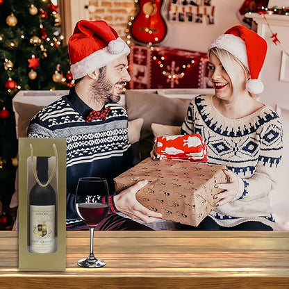 WAKAKO 12 Pcs Wine Gift Bags for Wine Bottles, Reusable Clear Window Wine Bottle Bags Bulk with Handles for Weddings, Valentine's Day, Birthday, Party, Graduations, Thanksgiving (gold)