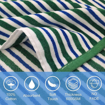 VOOVA & MOVAS Big Kids Hooded Towel Poncho | Large, Soft, Absorbent Cotton | 8-16 Years | Versatile for Pool, Swim,Beach and Bathroom | Navy Blue&Green
