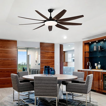 NicBex Ceiling Fan 71 Inch Indoor Modern Ceiling Fans with Integrated LED Light and Remote Control Double Finish Ceiling Fan with 9 Wood Blades for Living Room, Bedroom, Antique Brown