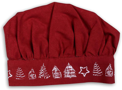 AMOUR INFINI 100% Cotton Christmas Party 5-Piece Kitchen Set Women's Aprons and Oven Mitts|Kid's Aprons, Oven Mitts, and Chef Hats for Kitchen Play, Baking Fun|Thanksgiving,Christmas Gift for Kid's