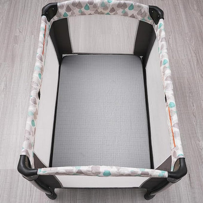 Muslin Mini Crib Sheets, 2 Pack Cotton Pack N Play Sheets for Boys Girls Neutral, Soft Breathable Baby Sheets Fit Pack N Play, Playard and Mini Crib Mattresses, Brown & Grey