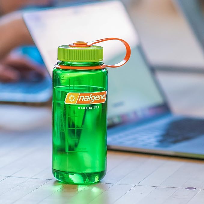 Nalgene Sustain Tritan BPA-Free Water Bottle Made with Material Derived from 50% Plastic Waste, 16 OZ, Wide Mouth, Trout